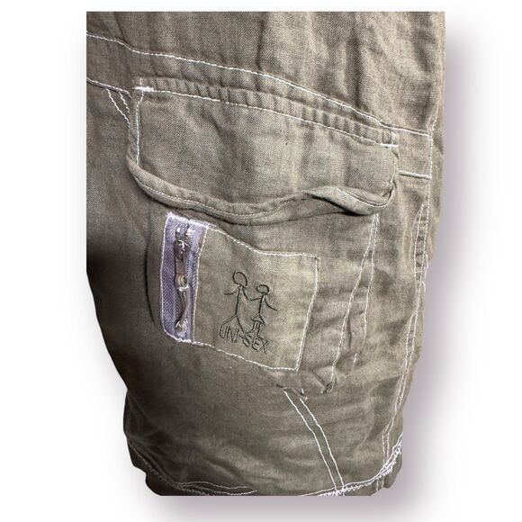 Pete & Greta 100%‎ Green Linen Belted Cargo Mini Skirt Size 4 Retro Midi Skirt - Picture 5 of 10